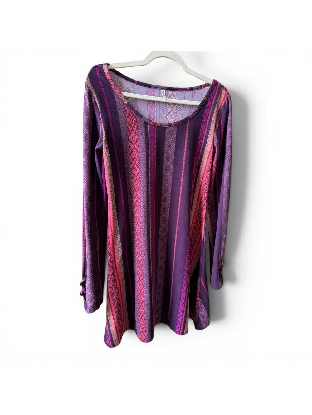 Mudd Striped Boho Shift Dress Tunic Women's Junior's Size Small Soft Sueded EUC